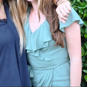 Free People • sage green wrap dress